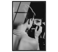 Applying Her Makeup Framed Acrylic Print Fashion Wall Decor by Notoriart, Black Frame, 20 x 30