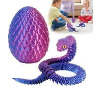 Applysu 3D Printed Snake Egg 3D Printed Articulated Flexible Snake Egg Mini Fidget Animals Toys Statue Home Decor for Desk, Shelf