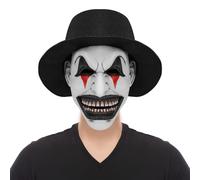 Applysu Deadly Clown Mask Scary Clown Joker Latex Mask with Hat Halloween Horror Cosplay Full Face Mask Costume Props for Adults