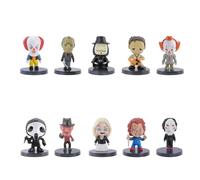 Applysu Horror Movie Action Figures Mini 10 Pcs Anime Action Figures for Kids Birthday Party Helloween Decor Scary Movie Collectible Merchandise