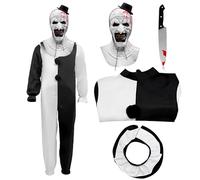 Applysu Kids Terrifier Costume Halloween Art the Clown Costume Scary Terrifier Black White Jumpsuit Outfits for Cosplay Party