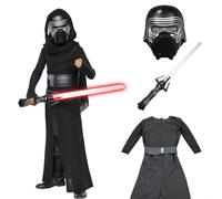 Applysu Kylo Ren Costume Kids Kylo Ren Jumpsuit Lightsaber Mask Halloween Party Black Cosplay Outfits
