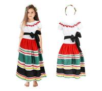 Applysu Mexican Dress for Girls Kids Cinco De Mayo Fiesta Fancy Dress Raditional Vestidos Mexican Short Sleeve Princess Dresses