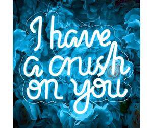Appneon I Have A Crush On You Neon Sign for Wall Decor, USB-Powered Blue LED Light, Room Decorative Wall Lamp Bedrooms Balconies Size 12.2 * 11.4in(XD375)