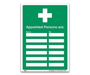 Appointed Persons Are Sign - A3 1mm Rigid Plastic - First Aid Emergency Safety - Versatile Application for Indoor and Outdoor Areas - Clear Display of First Aiders' Names and Contact Details