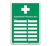 Appointed Persons Are Sign - A5 Self-adhesive Vinyl - First Aid Emergency Safety - Versatile Application for Indoor and Outdoor Areas - Clear Display of First Aiders' Names and Contact Details