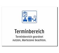 Appointment Area - Use the Appointment Area in an orderly manner, note waiting zone. Aluminium Sign A3: 420 x 297 mm - With Graphic and Text
