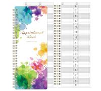 Appointment Book - Salon Appointment Book, 11.5" x 4.7", Hourly Planner, 2 Columns, Undated, 6AM to 9PM, Spiral Bound 200 Pages, Colorful