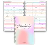 Appointment Book | Undated Weekly Planner with Hourly Time Slots | Premium 120gsm Paper, Soft Touch Cover, Colourful Rainbow Design, Week-to-View 7am-9pm | A5