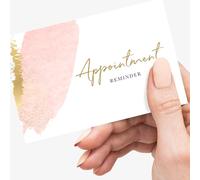 Appointment Cards for Business, Hair Salon Appointment Cards, Beauty Appointment Reminder, Massage Stylist Nail Dental, Pink & Gold, 85 x 55mm (100 Pack)