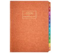 Appointment Diary 2026 - A4 Weekly Appointment Book 2026, Week to View Hourly Planner, 15 Minutes Intervals, Personal & Work Organizer, Monthly Tabs, Soft Leather Cover, Brown