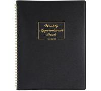 Appointment Diary 2026 - A4 Weekly Appointment Diary 2026, Week to View Hourly Planner, 15 Minutes Intervals, Personal & Work Organizer, 21.8 x 29 cm, Soft Leather Cover, Black