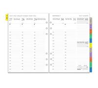 Appointment Diary Refill 2026 2027 A5 Size, Aug-Jul, Vertical Layout Time Slots 7:00-20:00, Monthly Weekly Planner Inserts with Tabs, Note, Contact, fit A5 6-ring Binder/Organizer(Multilingual)