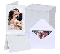 Apprabbr 100 Count Photo Frame Cards with Envelopes 4x6 - Paper Picture Frame for Photo Insert, Cardboard Photo Insert Card Holder for Wedding, Birthday, Classroom DIY- White
