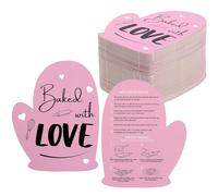 Apprabbr 200 Count Cake Care Instruction Card How to Carry and Cut Your Cake Instruction Card for Small Business CakeBoxes, Professional Baker, Baking Supplies Kit Set (Pink Gloves - 5.5 x 4.25 Inch)