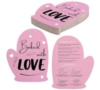 Apprabbr Cake Care Instruction Card 5.5 x 4.25 Inch How to Carry and Cut Your Cake Instruction Card for Small Business CakeBoxes, Professional Baker, Baking Supplies Kit Set (Pink Gloves - 50 Count)