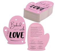 Apprabbr Cake Care Instruction Card 5.5 x 4.25 Inch How to Carry and Cut Your Cake Instruction Card for Small Business CakeBoxes, Professional Baker, Baking Supplies Kit Set (Pink Gloves - 100 Count)