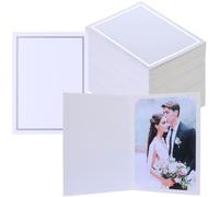 Apprabbr Photo Folders for 4x6 or 5x7 Pictures Photo Frame Note Cards Paper Greetings Cardboard Picture Frame for Greeting Graduation Wedding Silver Lining (White with Silver Lining, 100 PK)