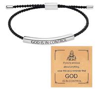 Appraisala Bracelets, Hardpointing Inspire Bracelet “God is in control”, Christian Faith Handmade Letter Braided Bracelets, Adjustable God Is In Control Bracelet for Women (A)