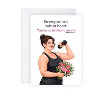 Appreciaition Mother's Day Card - Strong and Soft Mum - Thank You Greeting for Mam Mummy Mama Wife Aunt Sister Her Women From Daughter Son Kids Husband Partner - Motherhood -Comes with Stickers