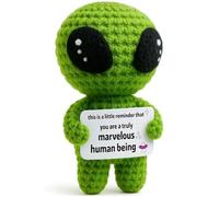 Appreciation Alien Crochet Plush, Positive Gifts, Emotional Support Gifts with Positivity Card, Good Luck Charm Present for Friends, Coworkers, Teachers, Teens, and Sci-Fi Lovers