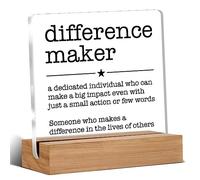Appreciation Gifts for Leader Boss Mentor Coworker Teacher Difference Maker Gift Difference Maker Definition Clear Desk Decorative Sign Acrylic Sign With Wooden Stand for Desk Table Shelf