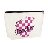 Appreciation Gifts for Teacher Makeup Bag Thank You Gifts for Kindergarten Teacher Cosmetic Bag with Zipper Teacher's Day Retirement Gift for Her Women Mom Aunt Coworker Travel Pouch