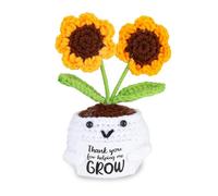 Appreciation Gifts for Teacher Women Crochet Sunflower Pot Thank You Gifts for Easter Coworkers Boss Lady Thank You for Helping Me Grow Handmade Artificial Sunflower for Teachers Mom Dad Elder