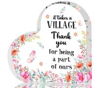 Appreciation Gifts for Women, Acrylic Heart Keepsake, Inspirational Gifts for Coworker Boss, It Takes a Village Thank You Acrylic Plaque Sign