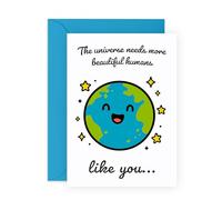 Appreciation or Thinking of You Card - The Universe Needs More Beautiful Humans - Sweet Friendship Card for Her, Him, Friend, Colleague, Mum Dad, Brother, Sister - Comes with Stickers