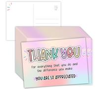 Appreciation Postcards Pack - 50 Fun Pastel Cards | 6x4 Motivational & Positive Note Cards | Thank You, You’re Amazing & Pretty Awesome Designs | 250gsm Card (Thank You)
