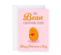 Appreciation Valentines Day Card - Bean Everything To Me - Cute Pun Card For Partner Girlfriend Boyfriend Wife Husband Fiance Spouse Babe - Food Pun Valentines Card -Comes with Sweet Stickers