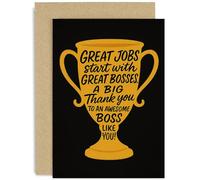 Appreciative Thank You Card for Boss, 'Great Jobs Start With Great Bosses' Gift, Heartfelt Graphic Design, for Friend Colleague Family, Blank Inside with Envelope
