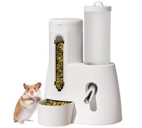 Apprelady 2-in-1 Hamster Water Bottle & Food Dispenser, 125ml Leakproof Automatic Guinea Pig Water Bottle with Stable Base, Detachable Washable Guinea Pig Food Bowl for Hamster Rat Mouse Hedgehog.