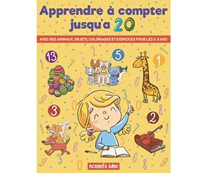 Apprendre a compter 2-5 ans: Livre d'activités pour apprendre a compter jusqu’à 20 grâce à des coloriages et des représentations d'animaux et d'objets ... Livre d'apprentissage enfant maternelle