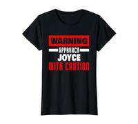Approach Joyce with Caution Funny Joyce Name Value Graphic T-Shirt, Women, Black, S