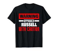 Approach Russell with Caution Funny Russell Name Value Graphic T-Shirt, Men, Black, M