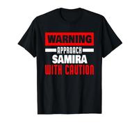 Approach Samira with Caution Funny Samira Name Value Graphic T-Shirt, Men, Black, S