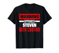 Approach Steven with Caution Funny Steven Name Value Graphic T-Shirt, Men, Black, XL