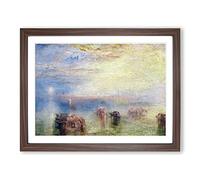 Approach To Venice By Joseph Mallord William Turner Classic Painting Framed Wall Art Print, Ready to Hang Picture for Living Room Bedroom Home Office Décor, Walnut A4 (34 x 25 cm)