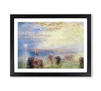 Approach To Venice By Joseph Mallord William Turner Classic Painting Framed Wall Art Print, Ready to Hang Picture for Living Room Bedroom Home Office Décor, Black A4 (34 x 25 cm)
