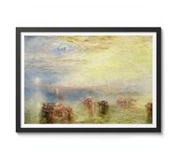 Approach To Venice Joseph Mallord William Turner Print, Classic Art Painting Print, Romanticism Art Exhibition Wall Art, Vintage Home Decor Picture, A4 (Black Frame) - 32.7x24.1cm