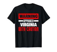 Approach Virginia with Caution Funny Virginia Name Value Graphic T-Shirt, Men, Black, XL