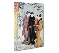 Approaching a Temple by Torii Kiyonaga Painting Canvas Print | Gallery Wrapped 30mm Frame Wall Art | 30x20 inches | Ready to Hang | Contemporary Cityscape Picture | Living Room Bedroom Lounge Office