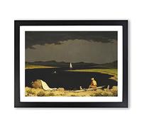 Approaching Thunder Storm By Martin Johnson Heade Classic Painting Framed Wall Art Print, Ready to Hang Picture for Living Room Bedroom Home Office Décor, Black A4 (34 x 25 cm)