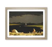 Approaching Thunder Storm By Martin Johnson Heade Classic Painting Framed Wall Art Print, Ready to Hang Picture for Living Room Bedroom Home Office Décor, Oak A2 (64 x 46 cm)