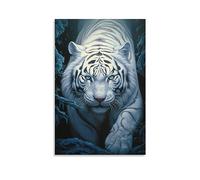 Approaching Tiger Wall Art Canvas Poster Vintage White Tiger Wild Animal Wall Decor Poster Dormitory Decor Painting Art