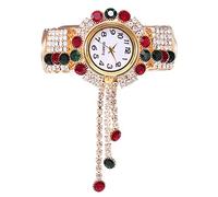 Approved Railroad Watches 2022 Women Fashion Hand Decorative Charm Gold Color Crystal Bracelet Ornaments Souvenir Ideal Gifts for Mom Wife Ladies Lovers Rhinestone Bracelet Watch (Gold, One Size)