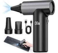 APPS2Car Compressed air Duster, 130000RPM Air Blower, 1-10 Gear Adjustable Air Duster with LED Display, Type-C Rechargeable Compressed air Cleaner for pc, Keyboard, House, Outdoor, Laptop, Car -Black