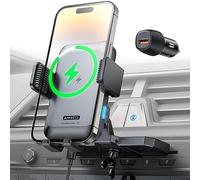 APPS2Car Wireless Car Charger with CD Slot Holder, Auto Lock, 15W Quick Charge, Car Phone Holder Compatible with iPhone 16 15 14 13 12 Pro Max, Samsung